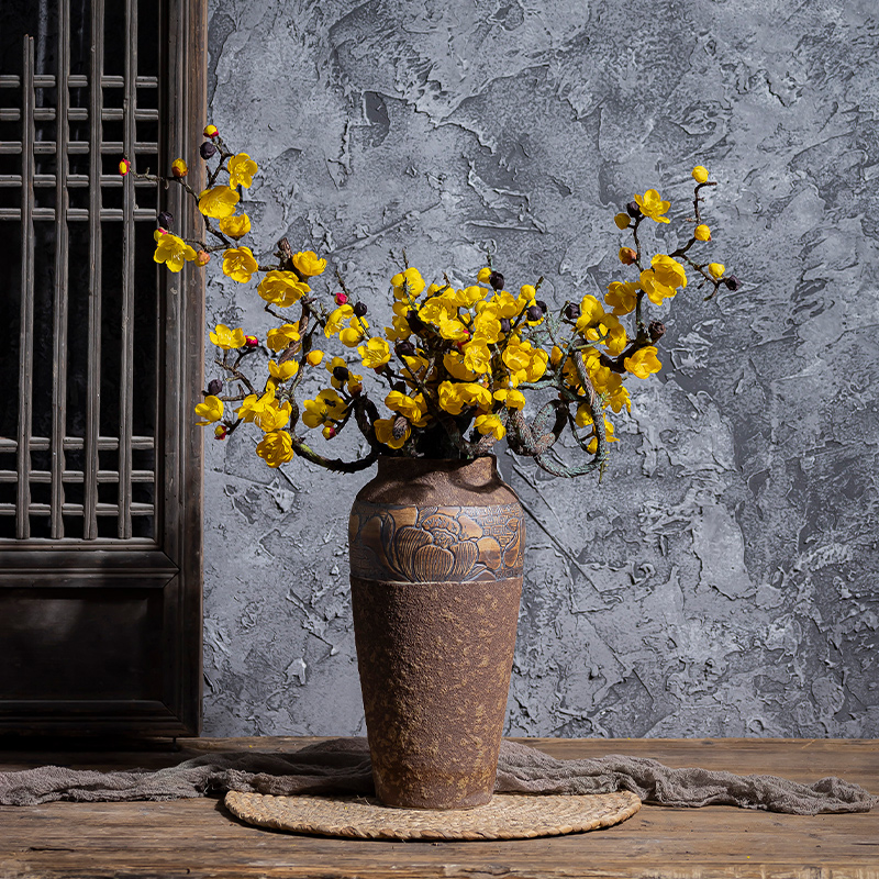 Ceramic POTS coarse pottery hand - carved restoring ancient ways do old dried flowers floret bottle place flower arranging home sitting room adornment