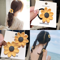 Childrens hairpin head rope set sunflower hair rope Little girl tie braid does not hurt hair tips exquisite headdress hair accessories