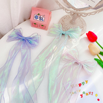 Mermaid Ji color bow ribbon hairclip childrens duckbill clip does not hurt the hair girl braid hair card back head clip