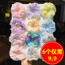 Rainbow large intestine Hairband childrens hair rope does not hurt hair little girl ball hair accessories Girls cute leather band hair accessories