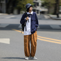 OFFBORD Day Tidal Card Splicing Polo Shirt Male 2022 Spring Loose Casual Blue Long Sleeve T Shirt