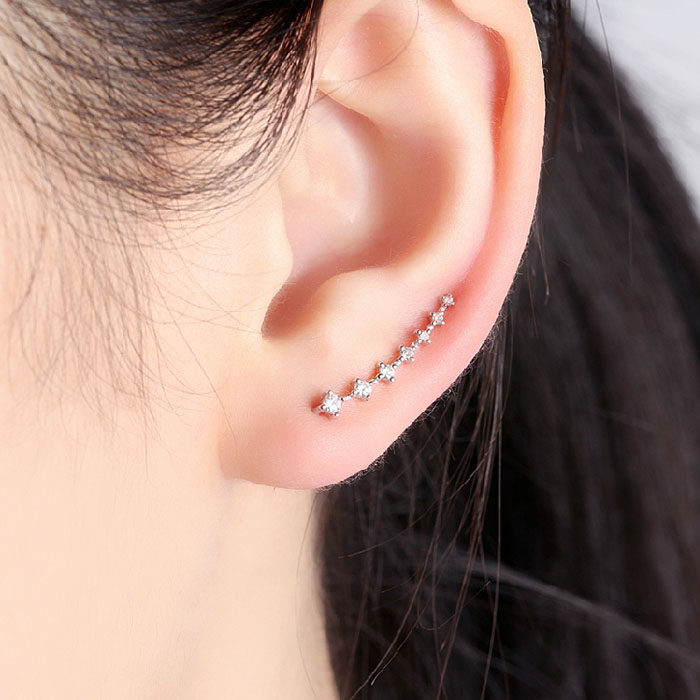 18k white gold platinum au750 new simple diamond straight line earrings row diamond crystal earrings moissanite earrings