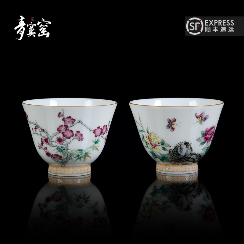 Up with green was single CPU getting jingdezhen ceramic tea set built one master cup pure manual sample tea cup cup home