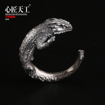 925 pure silver ring female lukewarm wind lizard ornament male opening ring creative index finger ring handmade digy custom gift