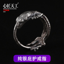 Original Design 925 Pure Silver Ring Male Tide Wall Tiger Opening Ring Forefinger Ring Female Design Sensation Small Animal Creator