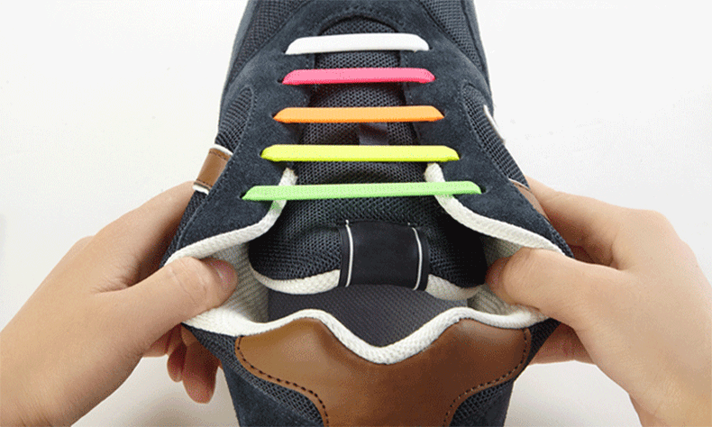 免系鞋带扣懒人硅胶弹力松紧鞋带男女运动彩色成人儿童免绑扁鞋带