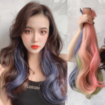 Curly hair hanging ear hair coloring piece Hair extension color wig piece Female highlight one-piece simulation wig Long hair summer hanging ear perm