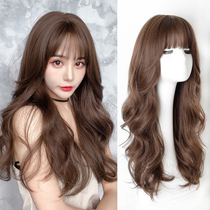 Wig Female long hair Full headgear Medium long hair Natural full headgear wig set Wool roll micro curl big wave roll