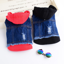 Pet Puppies Clothes Spring Summer Season more than Bears Dog Beaume Teddy Vest Tide Splicing Denim Jacket Spring Clothing