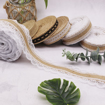 Lace hemp rope cloth strip roll wrap bottle packaging material wedding arrangement handmade diy retro Decorative strap