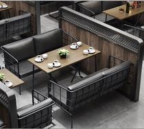 Industrial wind iron double sofa card milk tea restaurant sofa combination