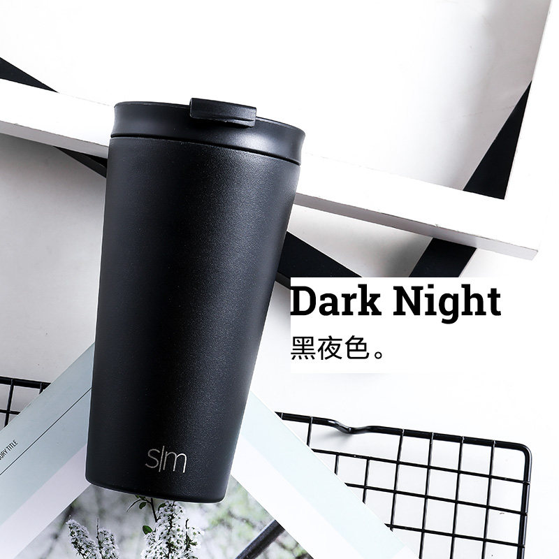 american sim coffee cup handy cup large capacity accompanying cup stainless steel heat preservation cup for men and women with double cover and straw