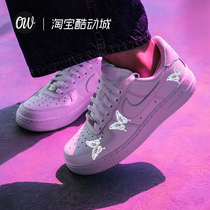 ow sneakers custom Nike af1 Air Force One graffiti board shoes butterfly reflective hand-painted modified shoes N-0255