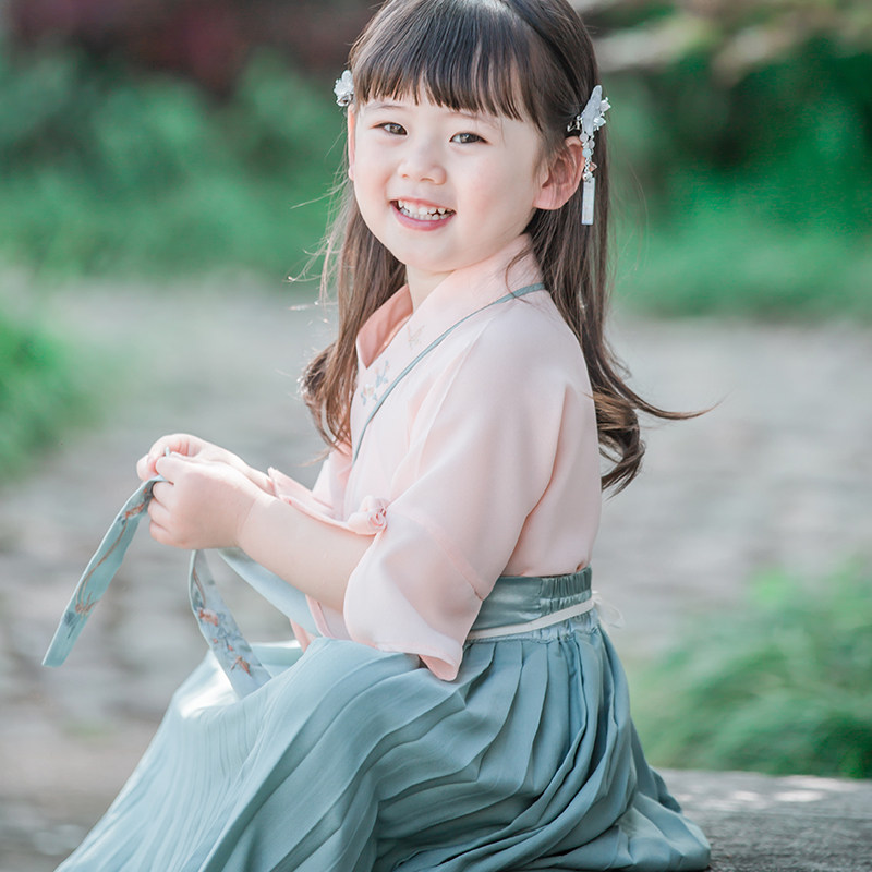 可问汉服女童超仙古装儒裙春秋2-9岁6中国风儿童仙女宝宝唐装秋装