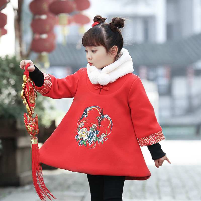 过年汉服女童拜年服加厚女孩宝宝中国风