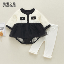 Newborn baby autumn clothes three or four months female baby pack fart clothes autumn suit romper baby jumpsuit