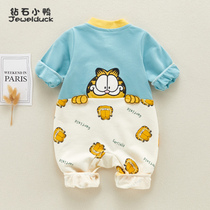 Baby jumpsuit autumn clothes two or three months baby clothes male cute autumn romper baby autumn outing clothes