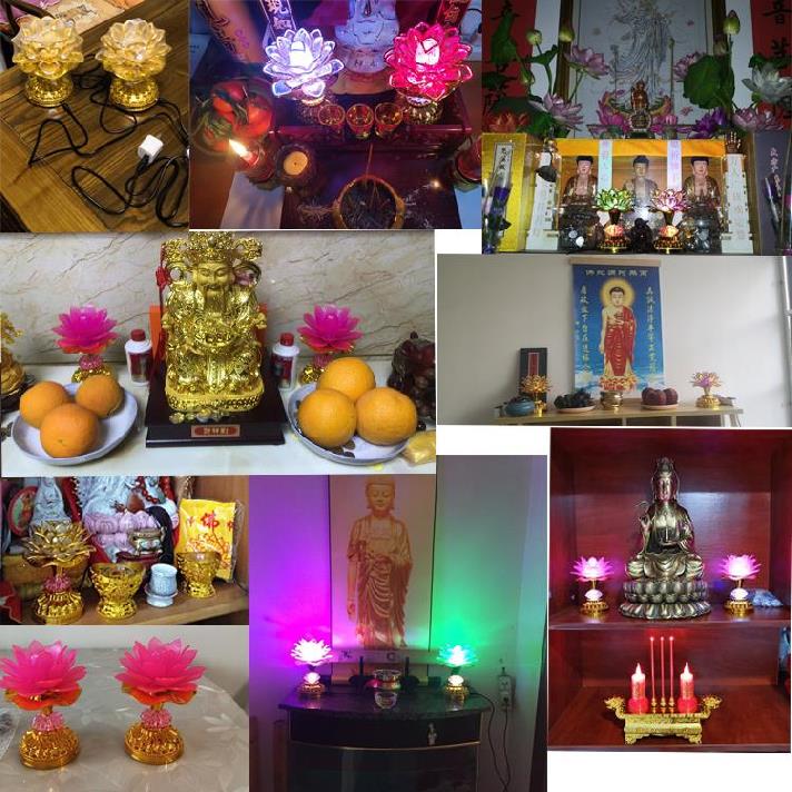 莲花灯佛供灯家用唱歌佛堂灯香座观音供花塑料佛经蜡烛灯带佛曲