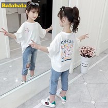 Balacabara pure cotton girl short sleeve t-shirt summer dress 2022 new foreign air CUHK Girl girl Summer half sleeve child