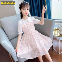Ballabala girls dress Summer 2022 new children dress CUHK Scout Nets Red Ocean Skirt Summer Short Sleeves
