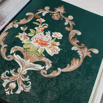 European-style embroidery background wall cloth high-grade warm 3D dark green American living room TV bedroom whole house wall cloth