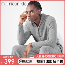 Clarkarida mens pajamas mens cotton insulation long sleeves lapels loungewear set can be worn out