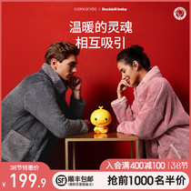 Clarkarida couple pajamas men ladies autumn winter flannel plus fleece plus thickened housewear set nightgown men