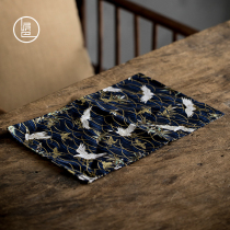 Clay barman handmade cloth art one thousand cranes bronzed double water suction tea towel Gongfu Tea Road accessories
