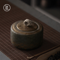 Clay Pai Peoples Liu Jin Tea Leaves Jar Surf Grain Coarse Pottery Seal Pot Kiln Change Iron Rust Enamel Storage Retro Wake Tea Creativity
