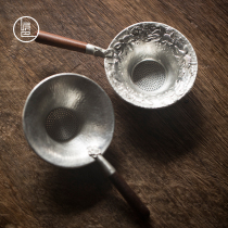 Clay Pai Pure Tin Handmade Hammer Veins Relief Tea Leak Solid Wood Tea Filter Filter Kung Fu Tea Ware Creative Personality