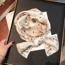 Age-reducing rabbit mulberry silk scarf all-match double-layer double-sided silk scarf female Hangzhou silk thin and narrow scarf streamer