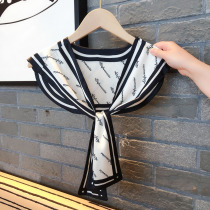 South Koreas new round neck small shawl spring and autumn thin section decorative fake collar scarf silk scarf women with suspenders vest scarf