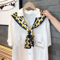 Korean round neck small shawl female summer wear suspenders outside silk scarf scarf spring and autumn thin section fake collar scarf vest