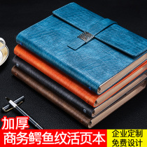 Notebook loose-leaf notebook shell removable buckle replacement loose-leaf notebook small fresh vintage creative literature and art exquisite crocodile pattern PU hard leather business a5 notebook custom logo