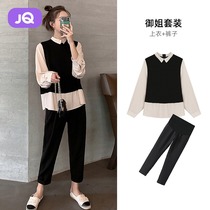The Jing Kiri Gestational Woman Dress 2022 Spring New Two Suits Fashion Loose Big Code Women Shirt Blouses Temperament Spring Clothing