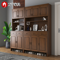 Modern solid wood shoe cabinet door locker household simple multi-layer shoe cabinet large capacity economical storage rack
