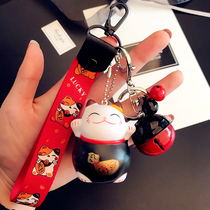 Wufu Cat cartoon keychain Female cute male and female car key chain School bag pendant doll Creative New Year gift