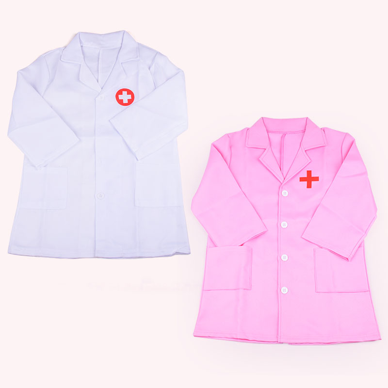 Children's doctor Costume Girl Dressed as Home Wine Corner Color Play Big White Coat Performance Suit Simulation Nurse's Needle Toy