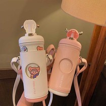 Large capacity 316 antler thermos cup Stainless steel high-grade gift cold water cup lady straw cup outdoor portable