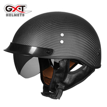 GXT carbon fiber helmet Mens and womens half helmet Four seasons prince helmet retro electric car helmet scoop helmet