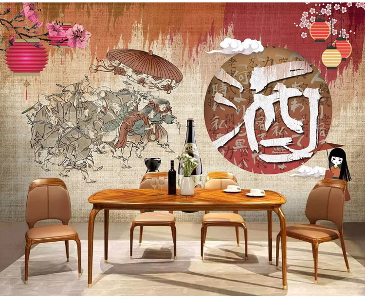 手绘复古酒文化6n装饰画背景墙纸酒馆坊酒庄白酒壁纸装饰墙布壁画