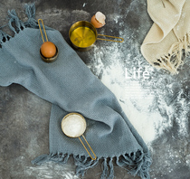 Photography shooting props Cotton and hemp handmade tassel placemat Food photography photo cloth Simple style placemat special offer