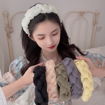 Large Face Suitable Hair Stirrup Korea Hemp Flower Hair Stirrup Style Chic Hair Card Method Super Fairy Woven Mesh Yarn Wide Side Head Stirrup Out