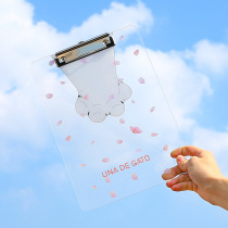 Transparent acrylic Starry Sky folder A4 writing pad plastic multi-function clip book board Korean version of cute test paper students use animation cartoon writing file board clamp stationery hard learning splint
