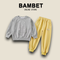 Italian BAMBET girl foreign style bear set 2021 new autumn children loose casual two-piece set