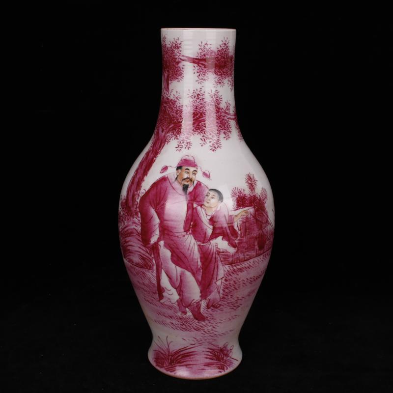 Jingdezhen imitation the qing xianfeng years pure manual carmine fine antique vase play antique art restoring ancient ways furnishing articles