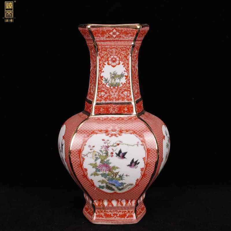 Chinese style classical imitation qianlong antique colored enamel porcelain vase home sitting room ark, furnishing articles of TV bar face