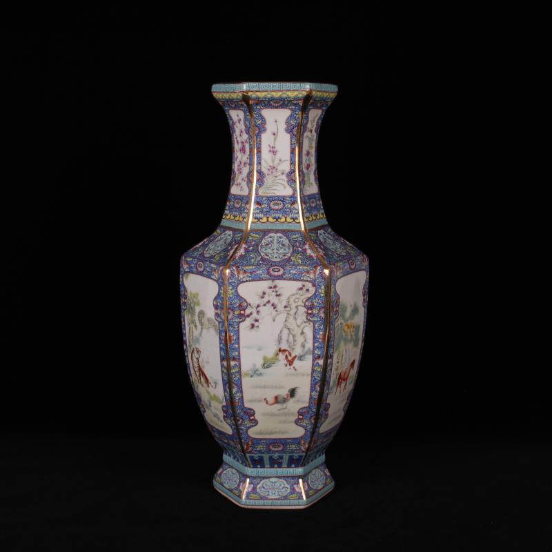 Jingdezhen imitation the qing qianlong designs of colored enamel vase archaize play Chinese zodiac antique decoration handicraft furnishing articles