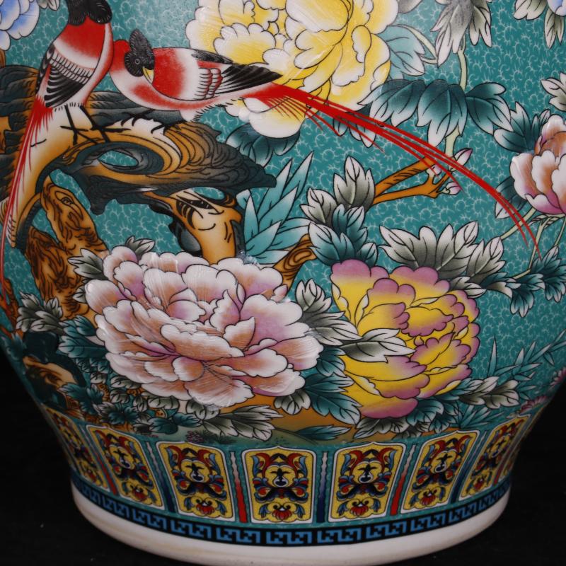 Jingdezhen copy end of qianlong antique green colored enamel painting of flowers and landing big idea gourd bottle of Chinese style classical Ming and the qing dynasty vase