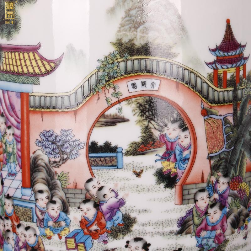 Jingdezhen imitation enamel qianlong years antique vase pastel figure show the ancient philosophers bottles of Chinese antique porcelain furnishing articles